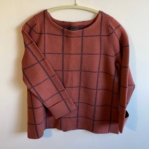 1/4 length sleeve burnished orange Tahari sweater.